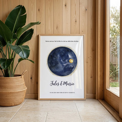 Affiche Personnalisée Ciel Étoilé avec Constellations – Cadeau Couple Unique, Date & Lieu Spéciaux