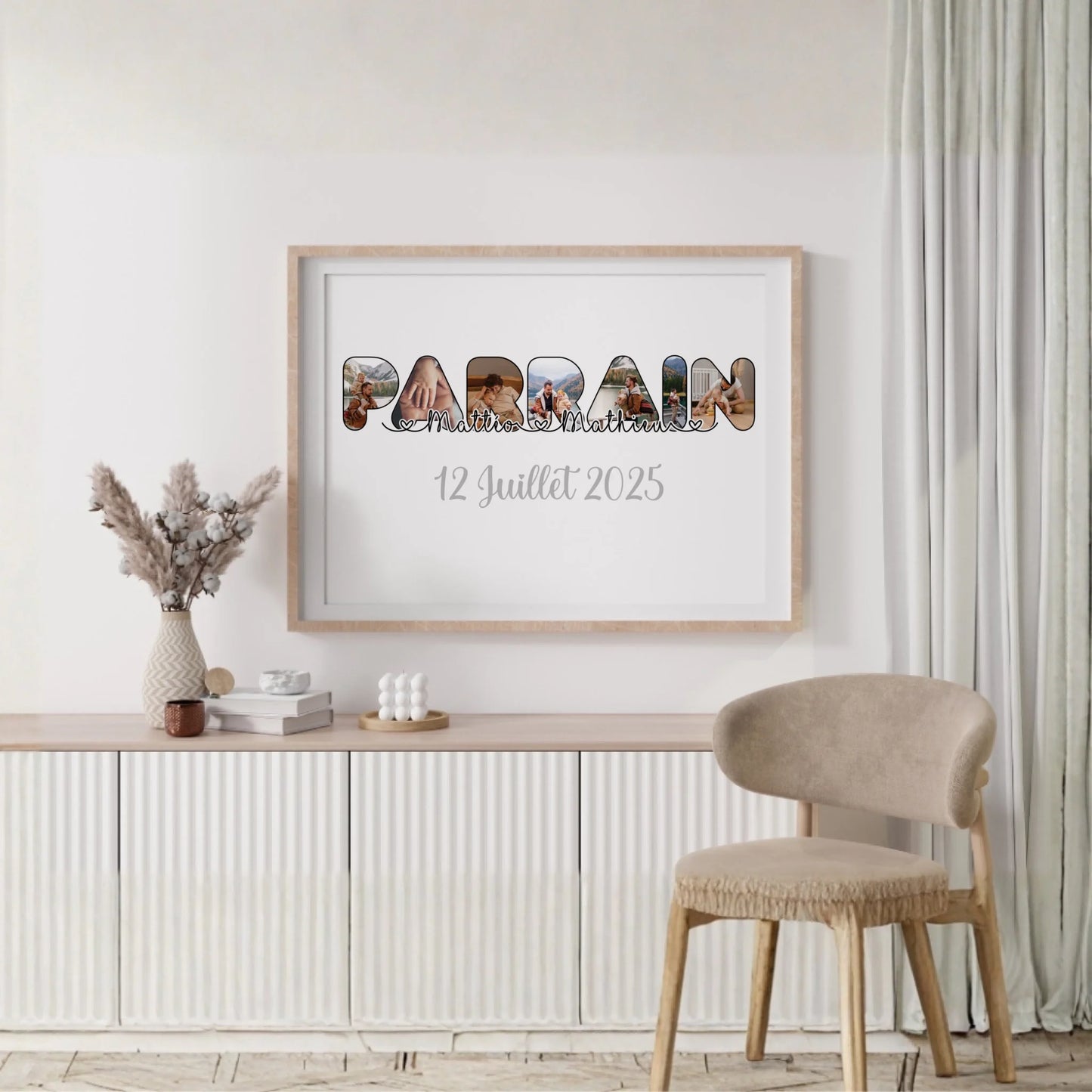 Affiche Parrain Filleul(e) Personnalisée photos, prénoms et date