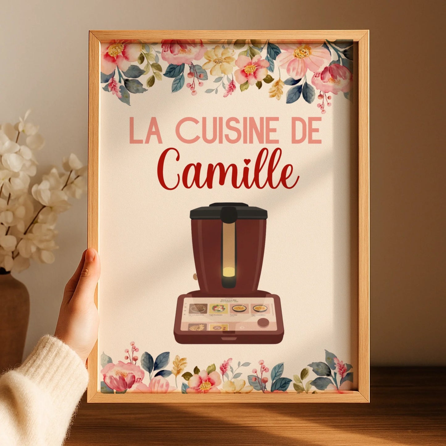 Affiche Cuisine personnalisée avec prénom - Robot de cuisine illustration Thermomix ou Monsieur Cuisine