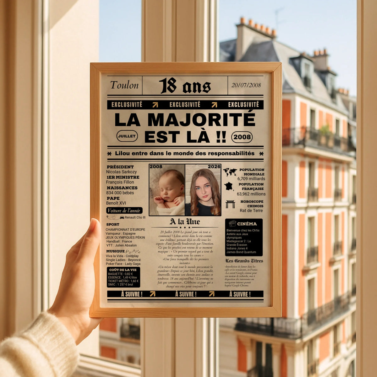 Affiche Personnalisée Anniversaire 18 Ans Journal