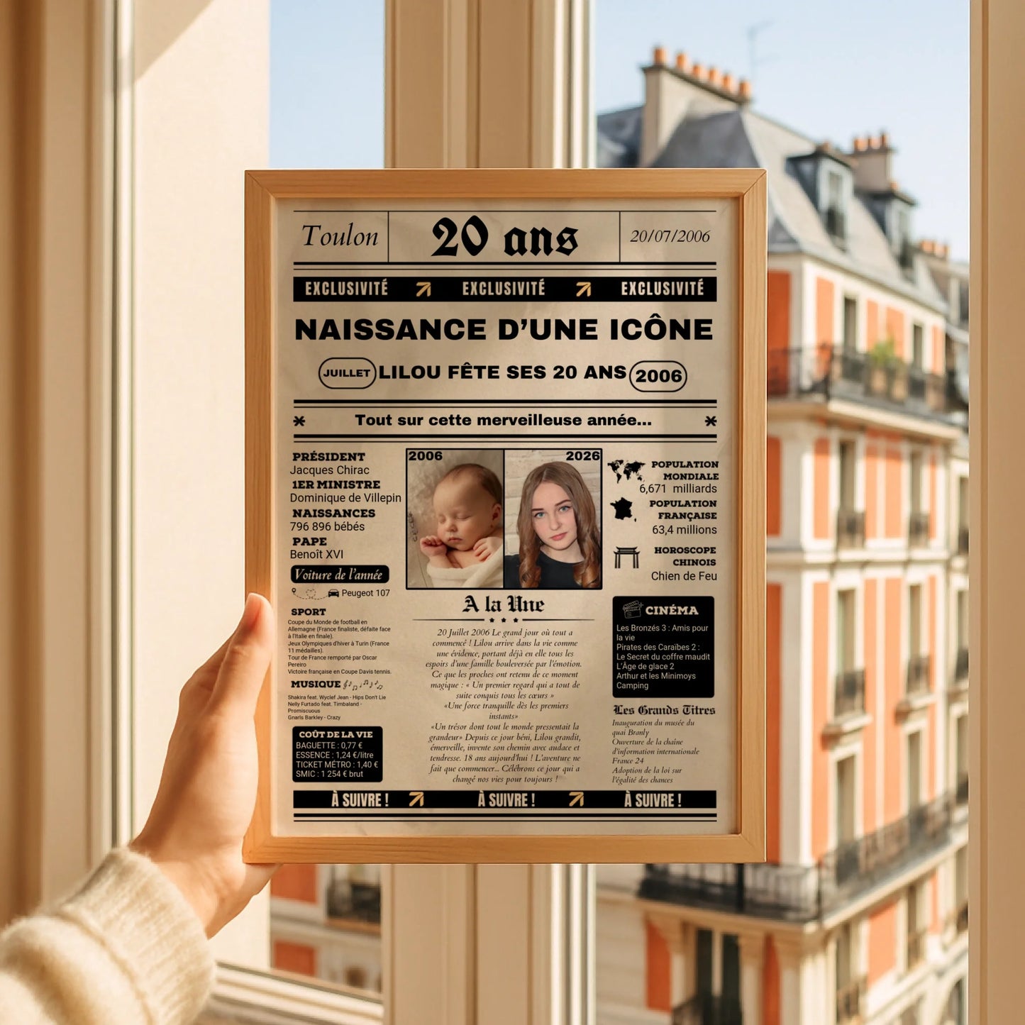 Affiche Personnalisée Anniversaire 20 Ans Journal