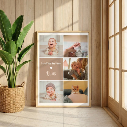 Cadeau 1ère Fête des Mères – Affiche photo personnalisée avec prénom