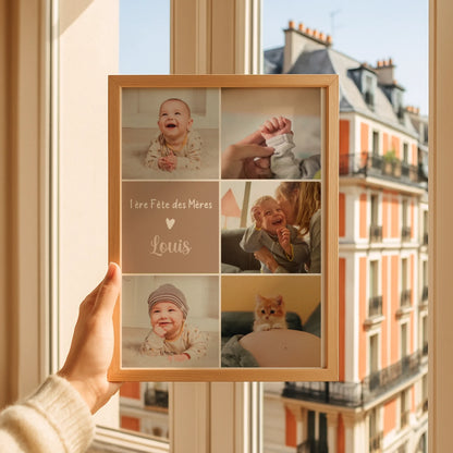 Cadeau 1ère Fête des Mères – Affiche photo personnalisée avec prénom