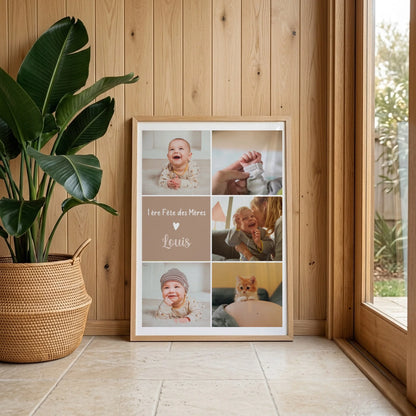 Cadeau 1ère Fête des Mères – Affiche photo personnalisée avec prénom