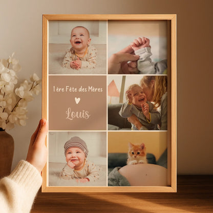 Cadeau 1ère Fête des Mères – Affiche photo personnalisée avec prénom