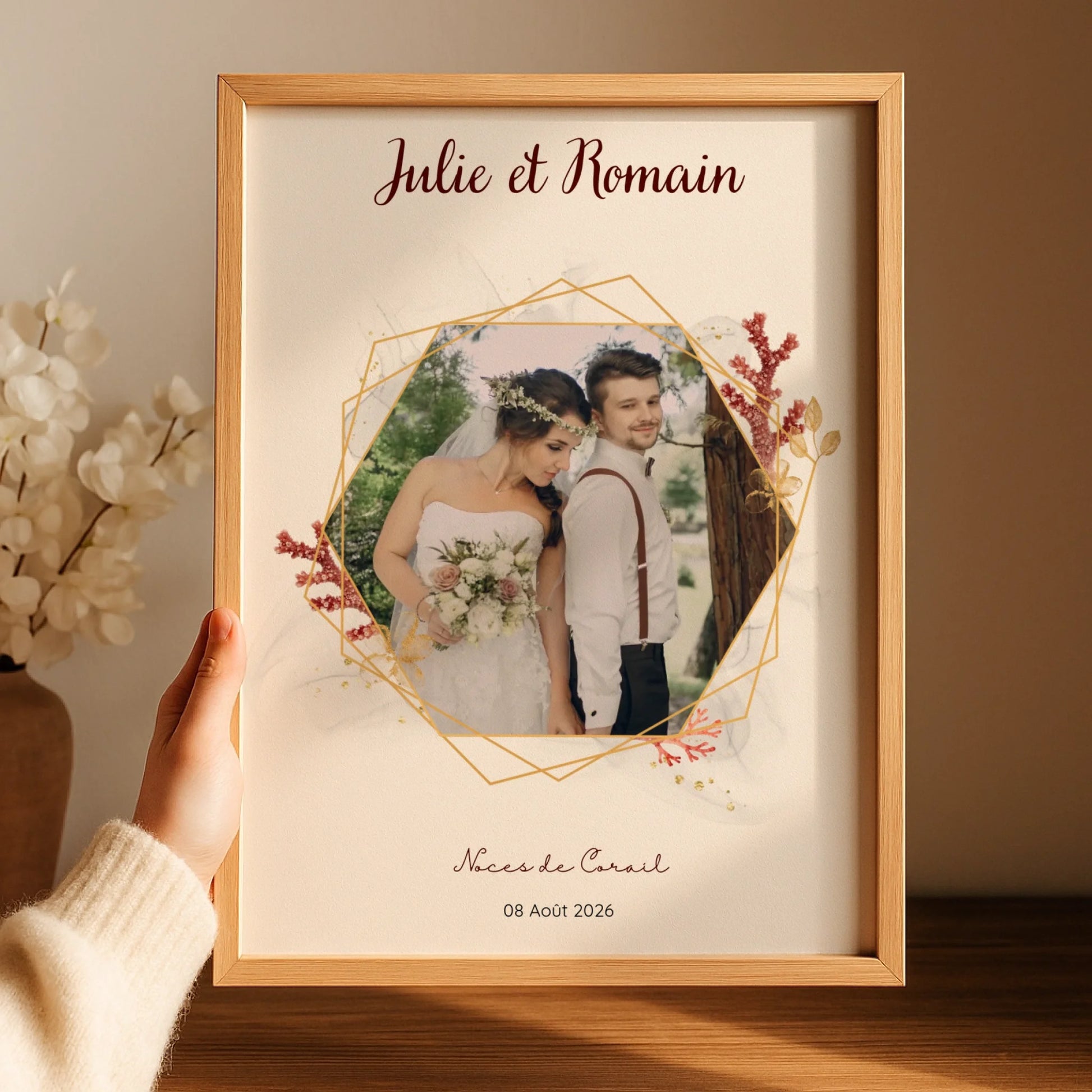 Cadeau Noces de Corail - Affiche Personnalisée 11 Ans de Mariage