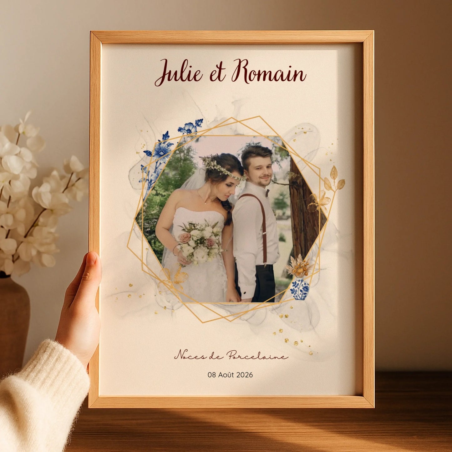 Cadeau Noces de Porcelaine- Affiche personnalisée 20 ans de mariage