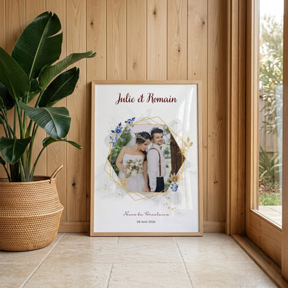 Cadeau Noces de Porcelaine- Affiche personnalisée 20 ans de mariage