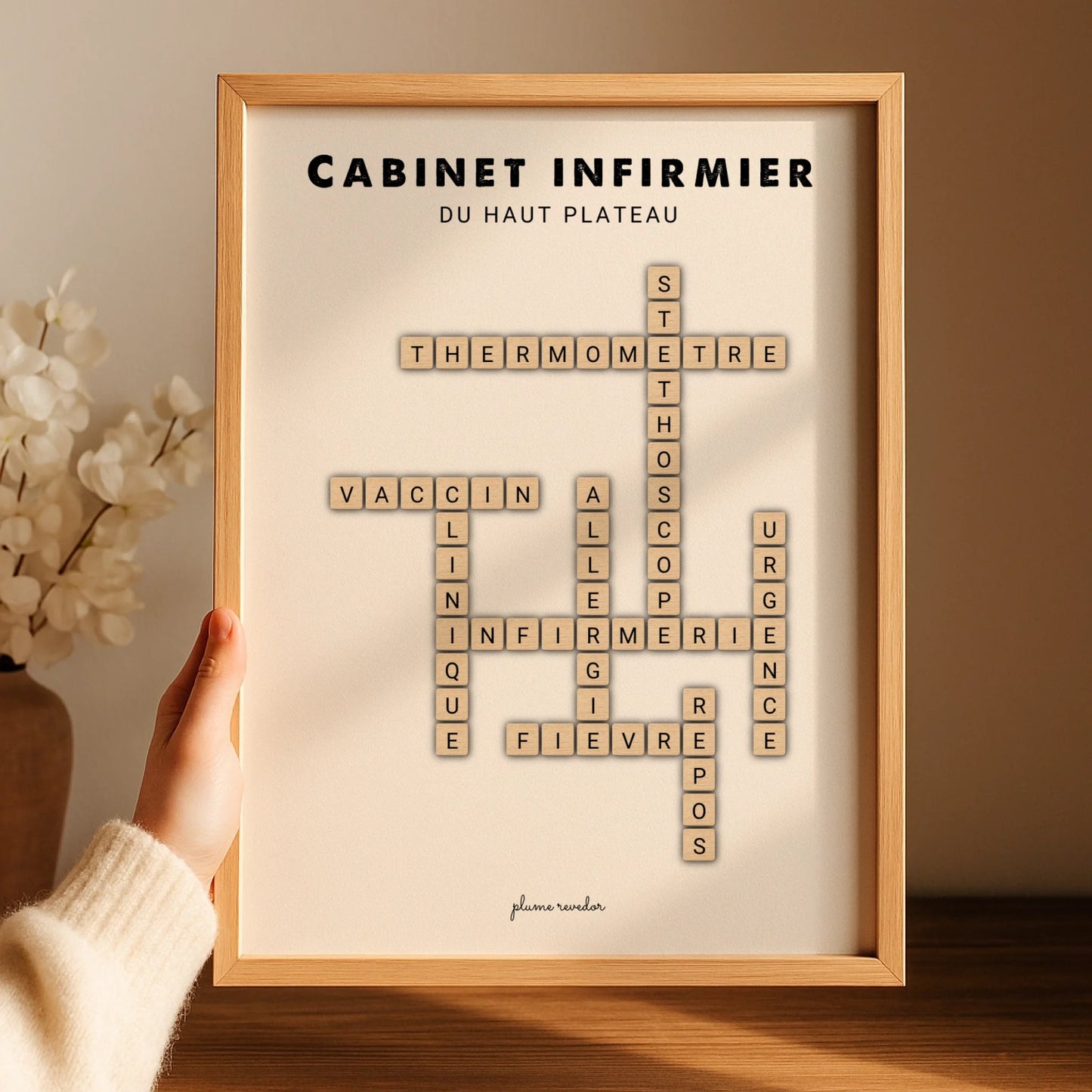 Affiche Infirmière Personnalisée Nom du Cabinet – Cadeau Installation Infirmière Libérale & Déco