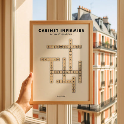 Affiche Infirmière Personnalisée Nom du Cabinet – Cadeau Installation Infirmière Libérale & Déco