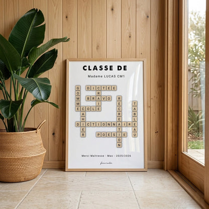 Affiche Maîtresse ou Maître Personnalisée « Classe de… » – Cadeau Fin d'Année & Déco Classe