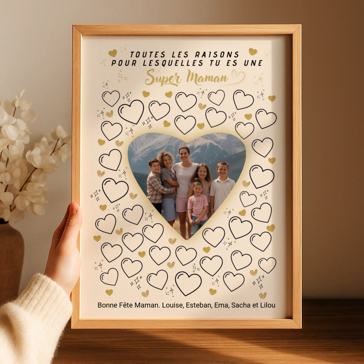 Cadeau personnalisé maman à remplir par les enfants – affiche avec photo livraison rapide