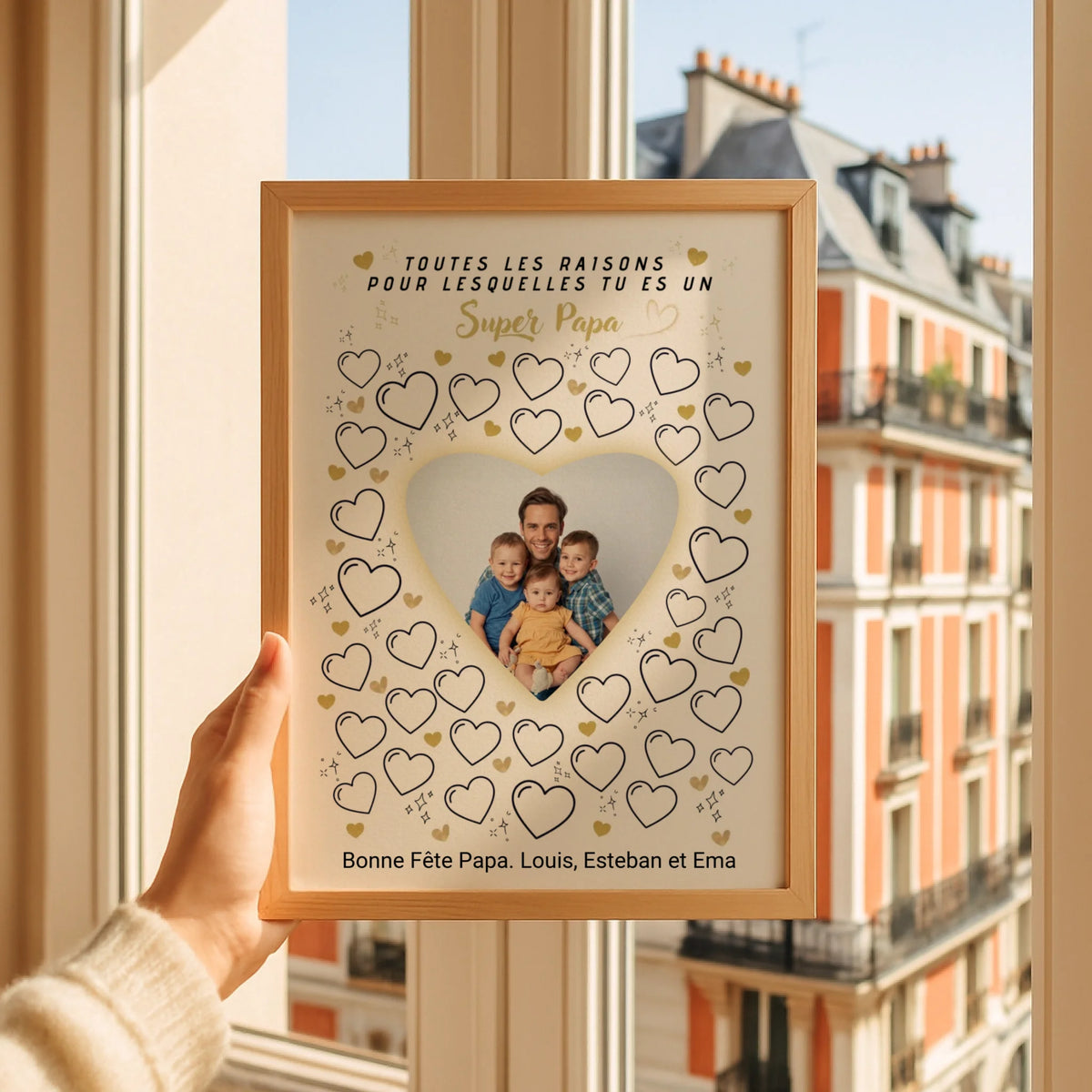 Idée cadeau fête des mères – affiche Super Maman personnalisée avec photo de famille