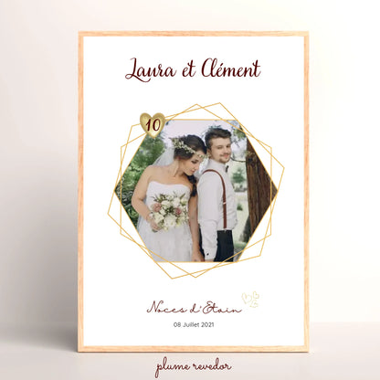 Affiche Personnalisée - Noces d'Etain - Cadeau Unique pour 10ème Anniversaire de Mariage
