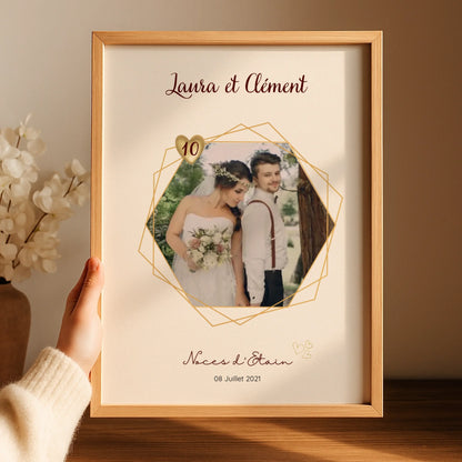 Affiche Personnalisée - Noces d'Etain - Cadeau Unique pour 10ème Anniversaire de Mariage