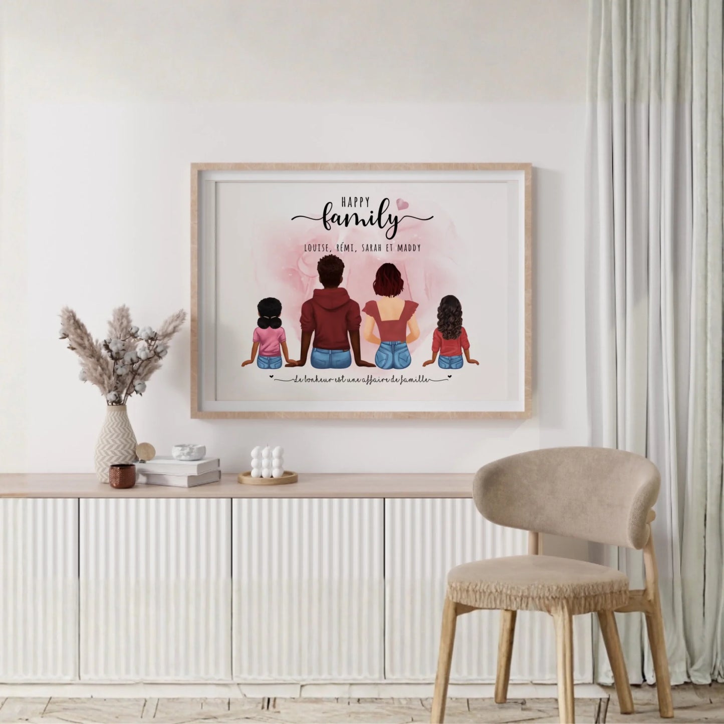 Affiche Personnalisée Portrait de Famille Assis de dos