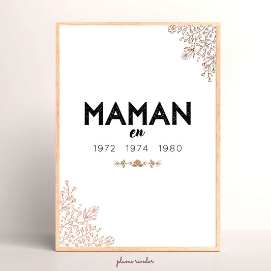 Affiche Personnalisée Maman  années de naissance