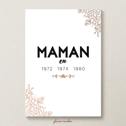 Affiche Personnalisée Maman  années de naissance