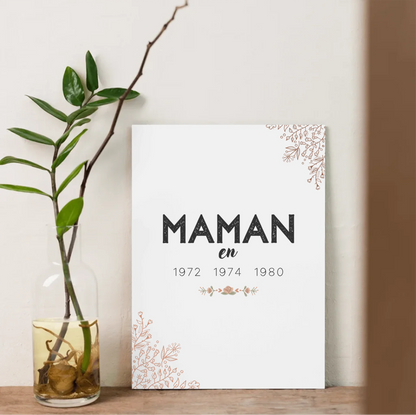 Affiche Personnalisée Maman  années de naissance