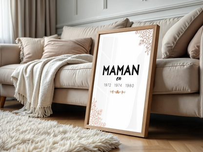 Affiche Personnalisée Maman  années de naissance