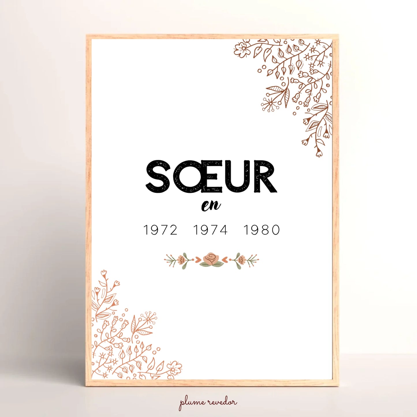 Affiche Personnalisée Sœur Années de naissance