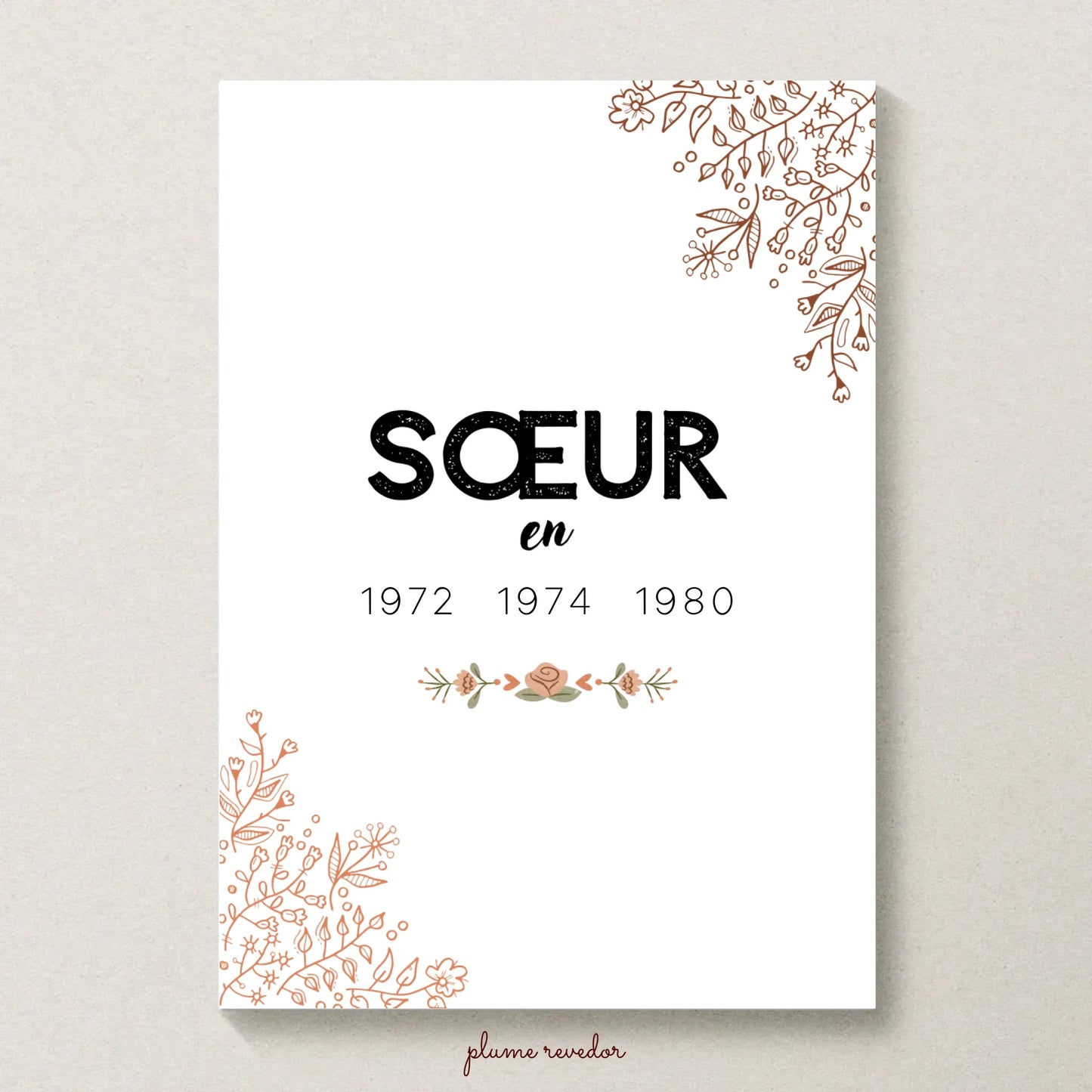 Affiche Personnalisée Sœur Années de naissance