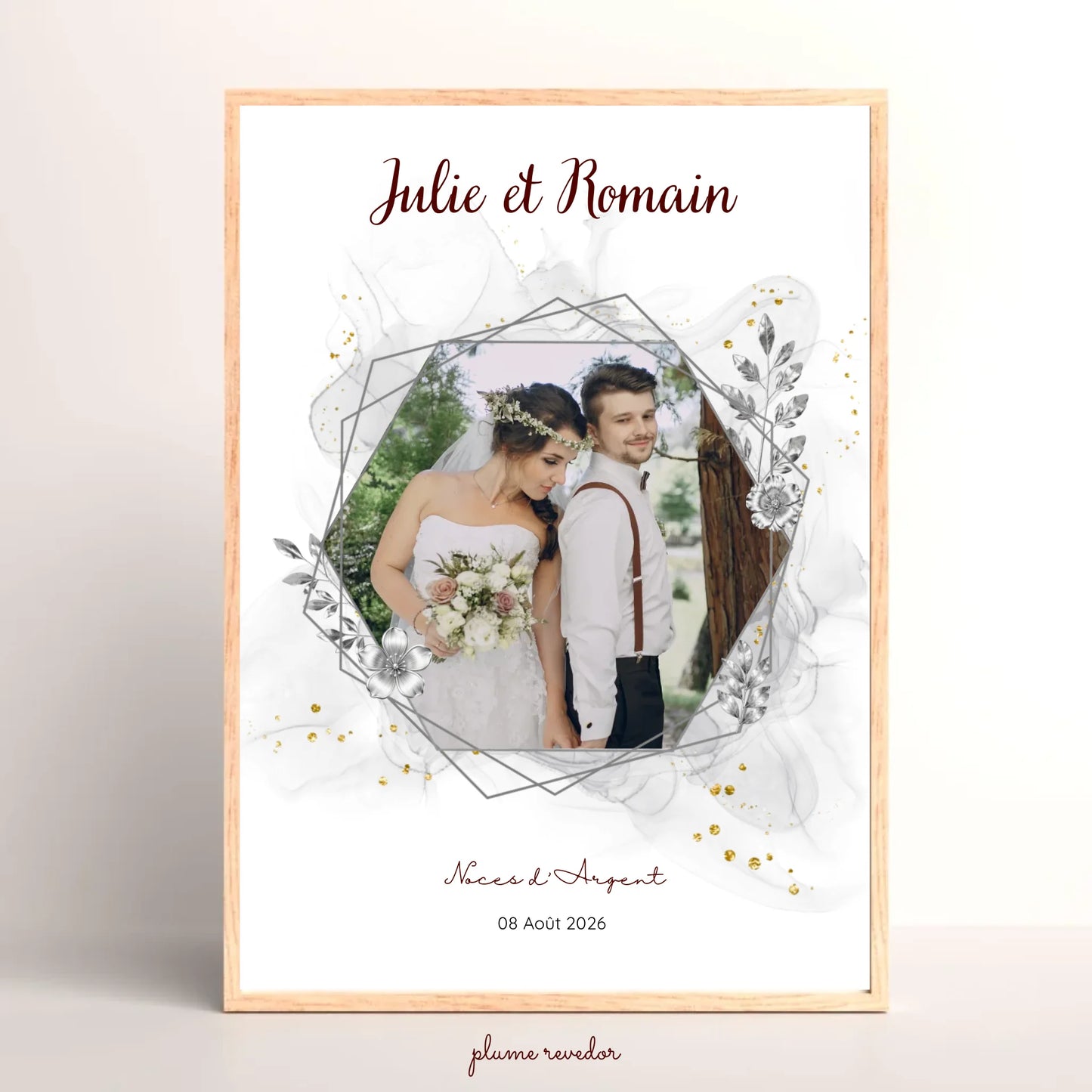 Cadeau Noces d'argent - Affiche personnalisée 25 ans de mariage