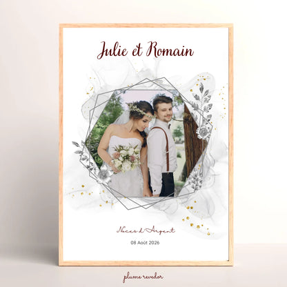 Cadeau Noces d'argent - Affiche personnalisée 25 ans de mariage