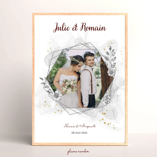 Cadeau Noces d'argent - Affiche personnalisée 25 ans de mariage