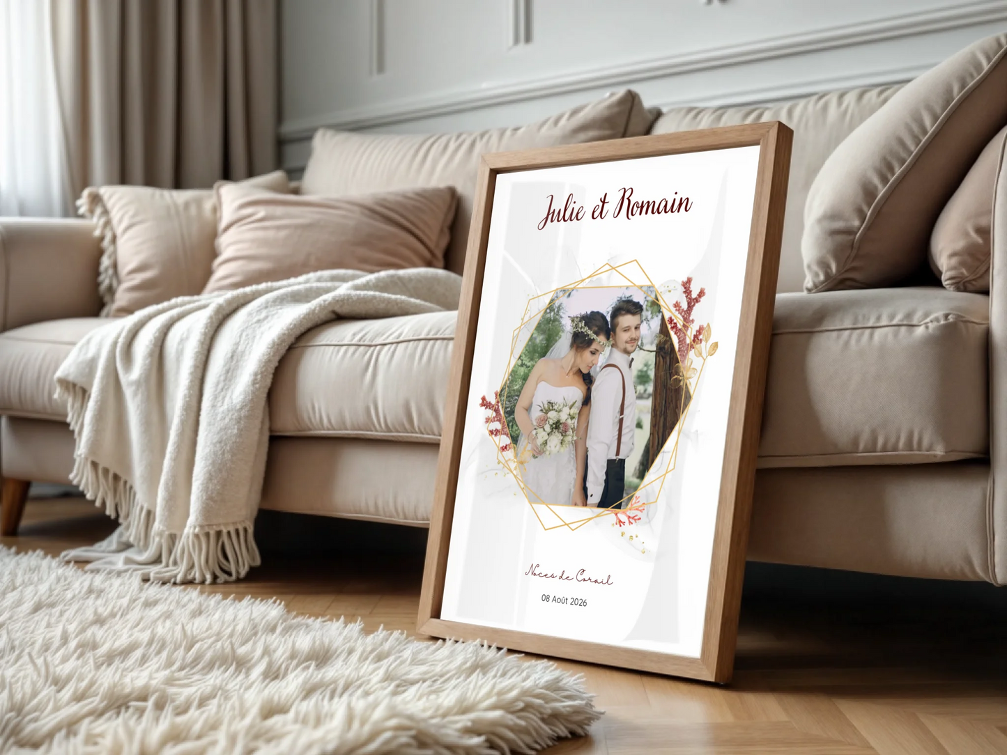 Cadeau Noces de Corail - Affiche Personnalisée 11 Ans de Mariage