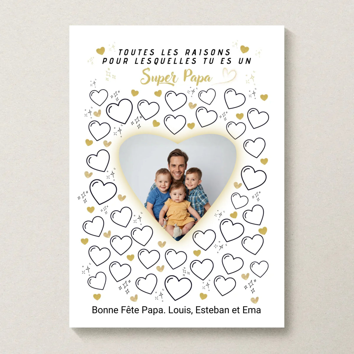 Affiche personnalisée Super Papa avec photo – Cadeau fête des pères à remplir par les enfants