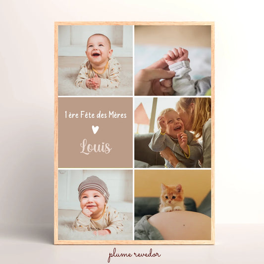 Cadeau 1ère Fête des Mères – Affiche photo personnalisée avec prénom