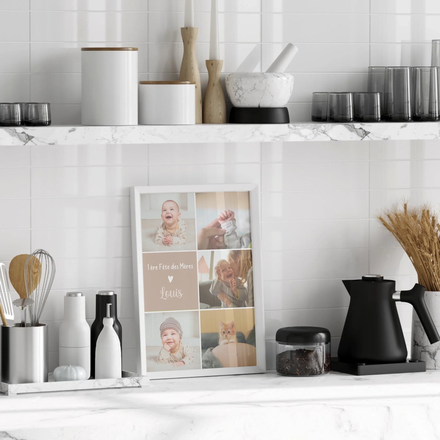 Cadeau 1ère Fête des Mères – Affiche photo personnalisée avec prénom
