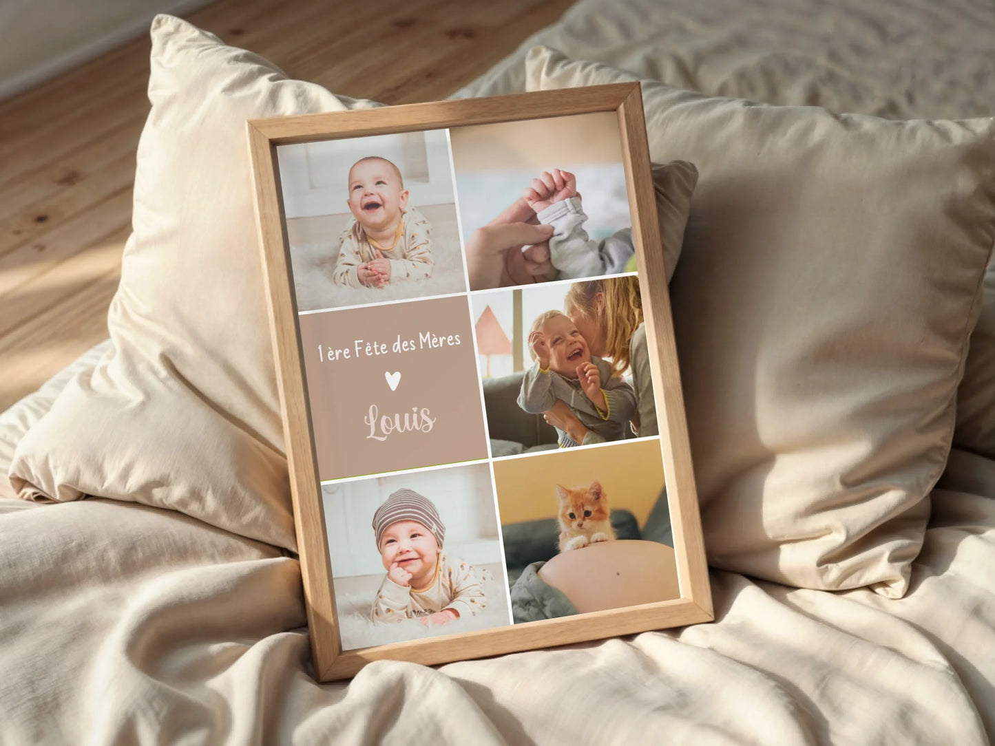 Cadeau 1ère Fête des Mères – Affiche photo personnalisée avec prénom