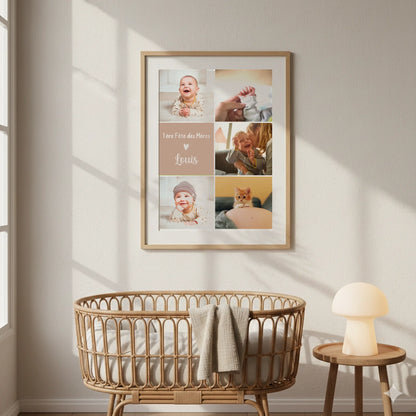 Cadeau 1ère Fête des Mères – Affiche photo personnalisée avec prénom