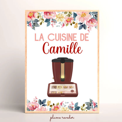 Affiche Cuisine personnalisée avec prénom - Robot de cuisine illustration Thermomix ou Monsieur Cuisine