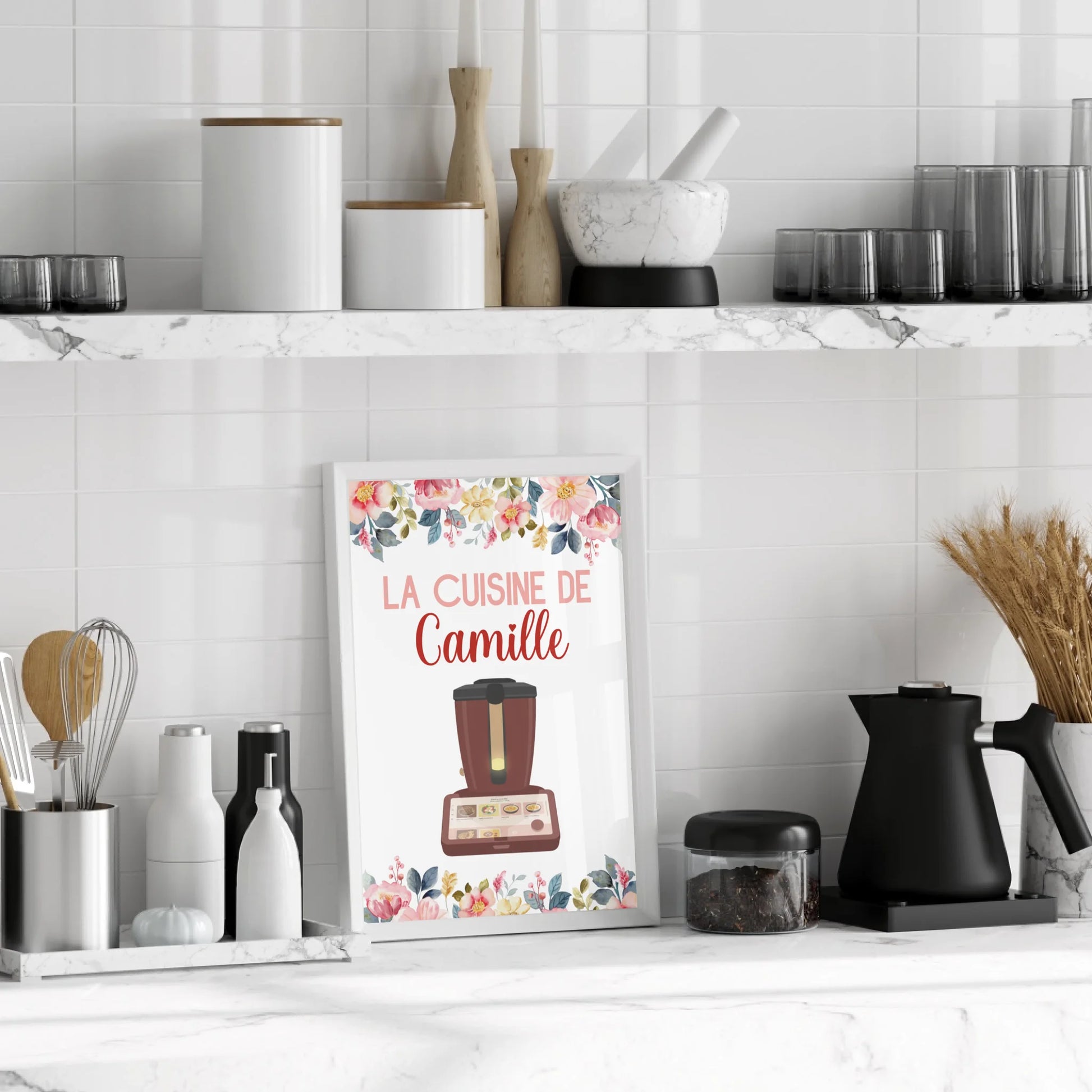 Affiche Cuisine personnalisée avec prénom - Robot de cuisine illustration Thermomix ou Monsieur Cuisine