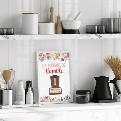 Affiche Cuisine personnalisée avec prénom - Robot de cuisine illustration Thermomix ou Monsieur Cuisine