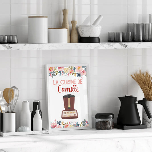 Affiche Cuisine personnalisée avec prénom - Robot de cuisine illustration Thermomix ou Monsieur Cuisine