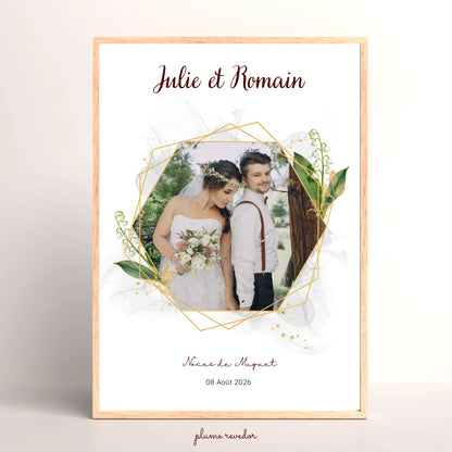 Cadeau Noces de muguet - Affiche Personnalisée 13 Ans de Mariage