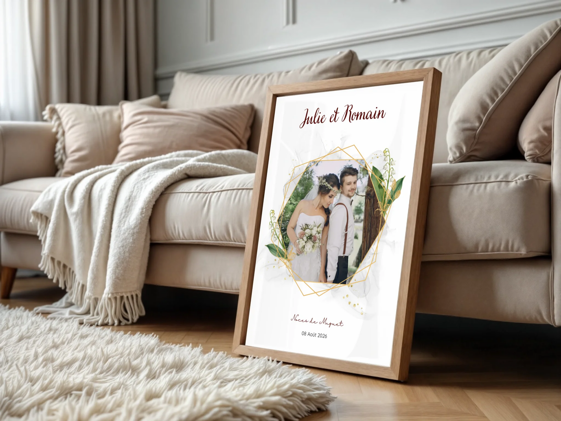 Cadeau Noces de muguet - Affiche Personnalisée 13 Ans de Mariage