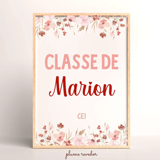 Affiche personnalisée maîtresse « Classe de [Prénom] » - Cadeau Maîtresse