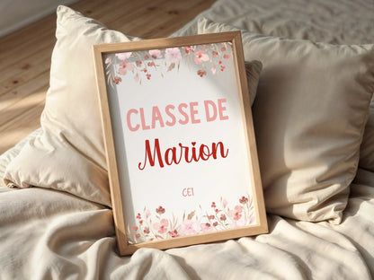 Affiche personnalisée maîtresse « Classe de [Prénom] » - Cadeau Maîtresse