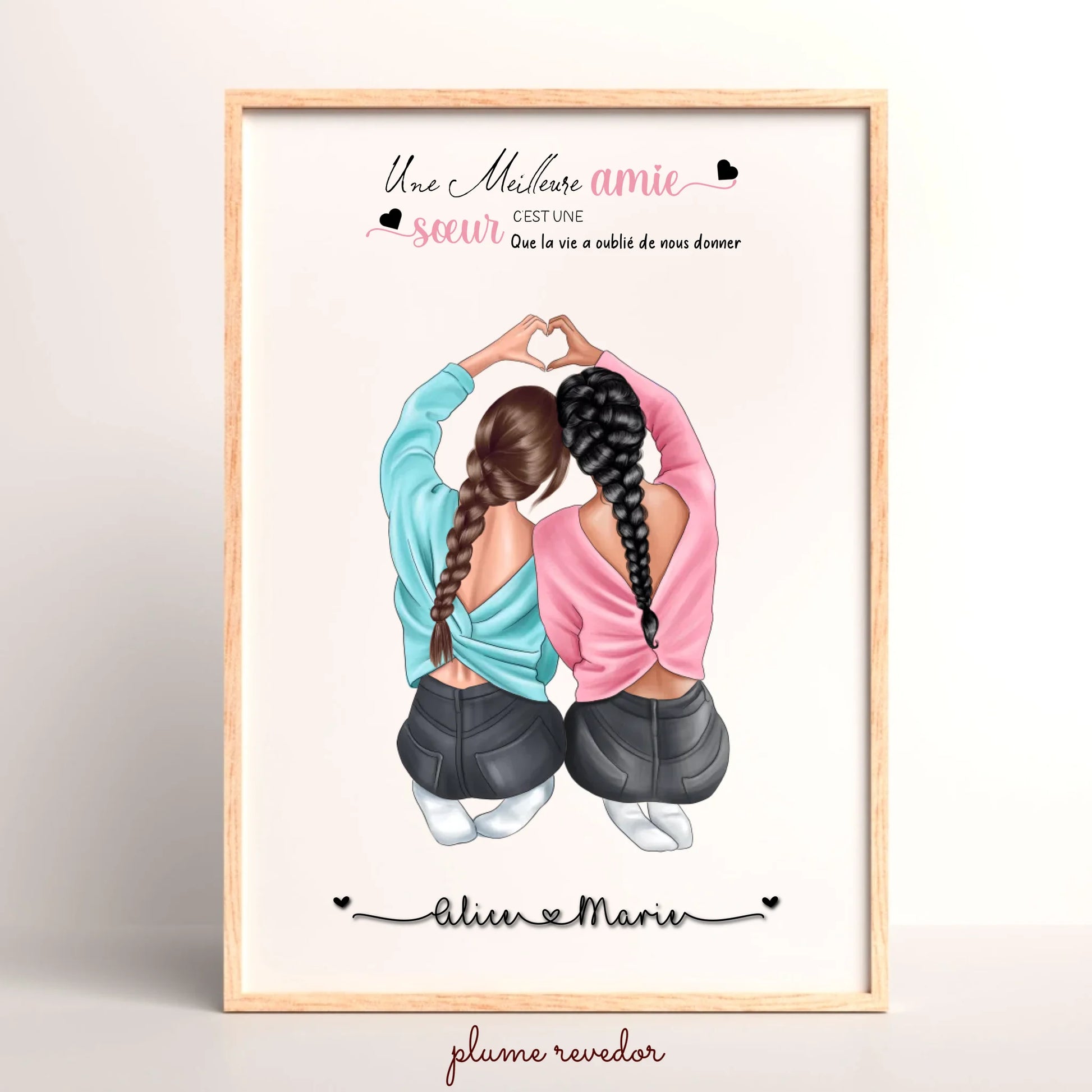 Affiche Meilleure Amie personnalisée cœur