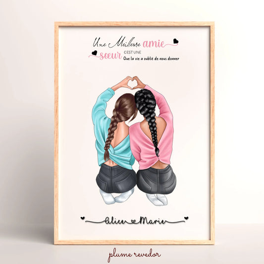 Affiche Meilleure Amie personnalisée cœur