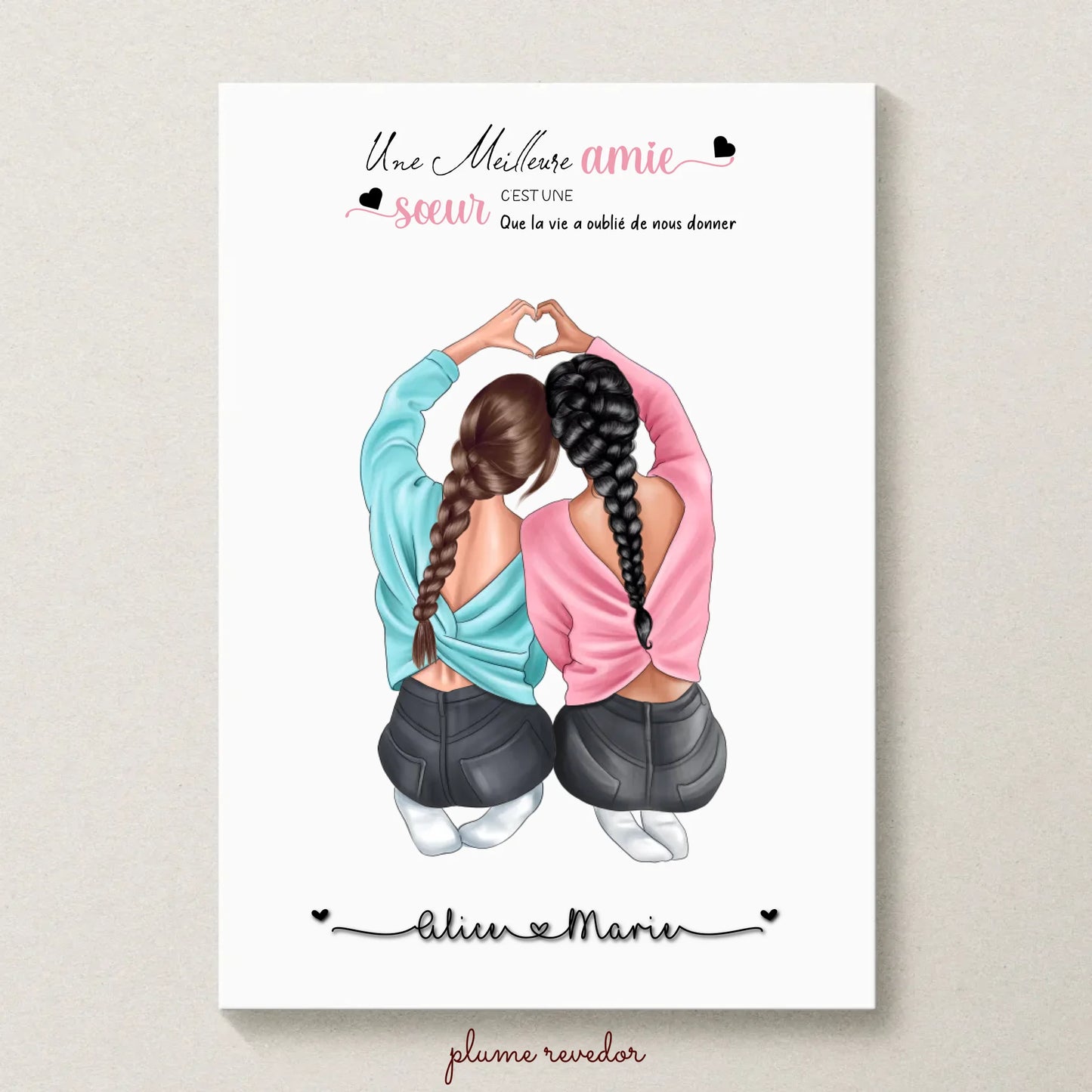 Affiche Meilleure Amie personnalisée cœur