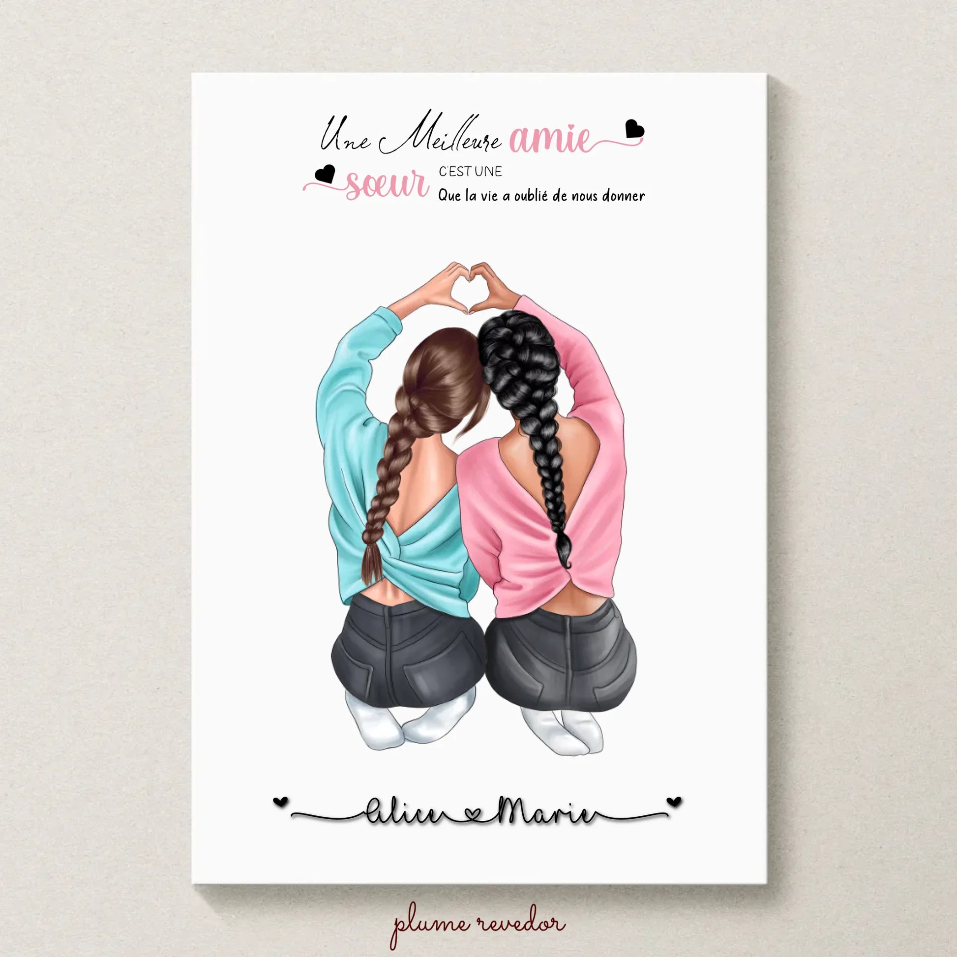 Affiche Meilleure Amie personnalisée cœur