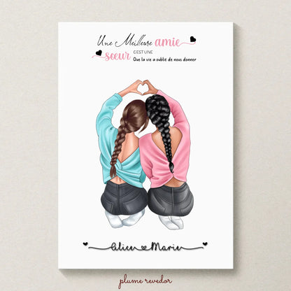 Affiche Meilleure Amie personnalisée cœur