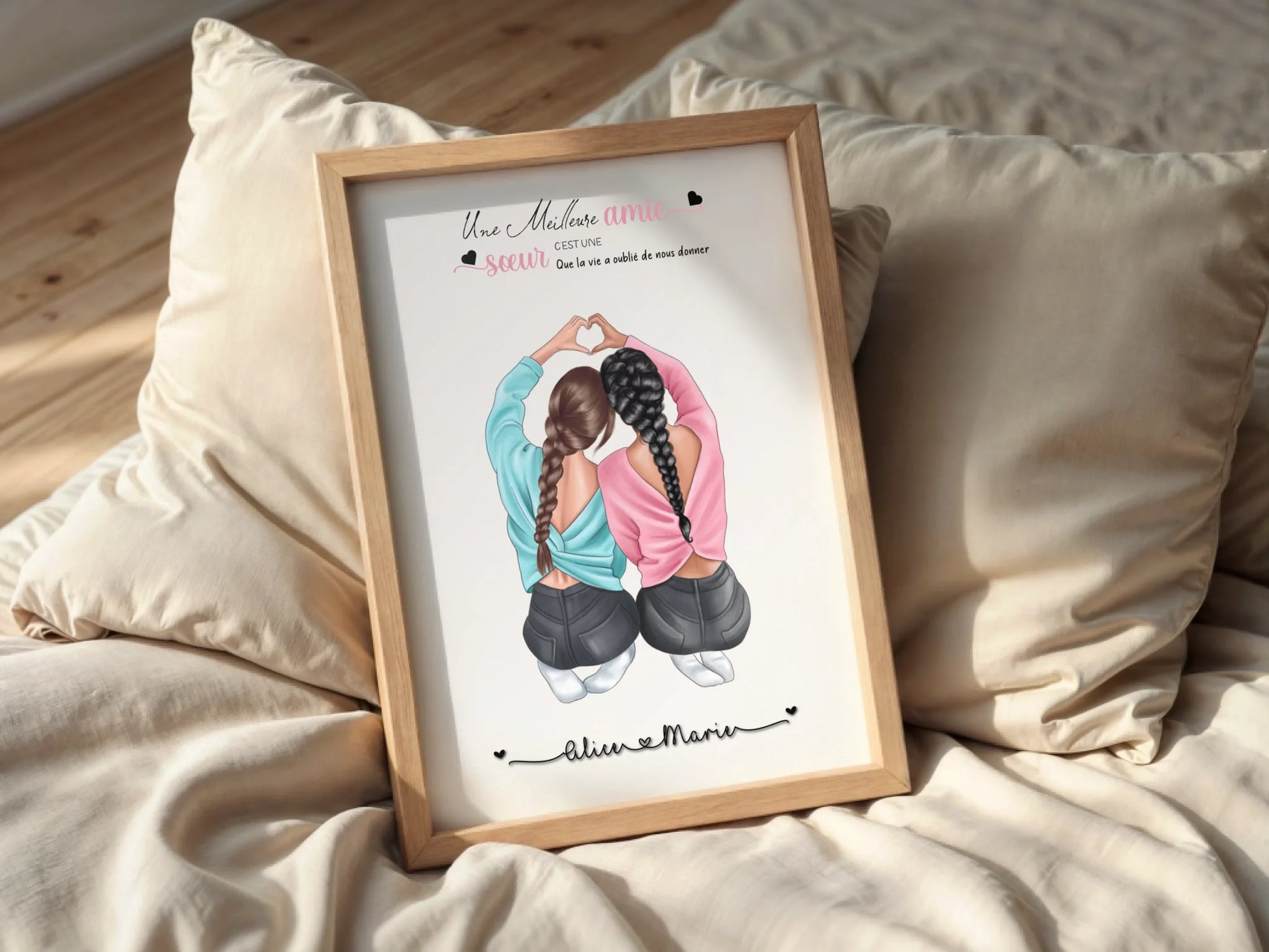 Affiche Meilleure Amie personnalisée cœur