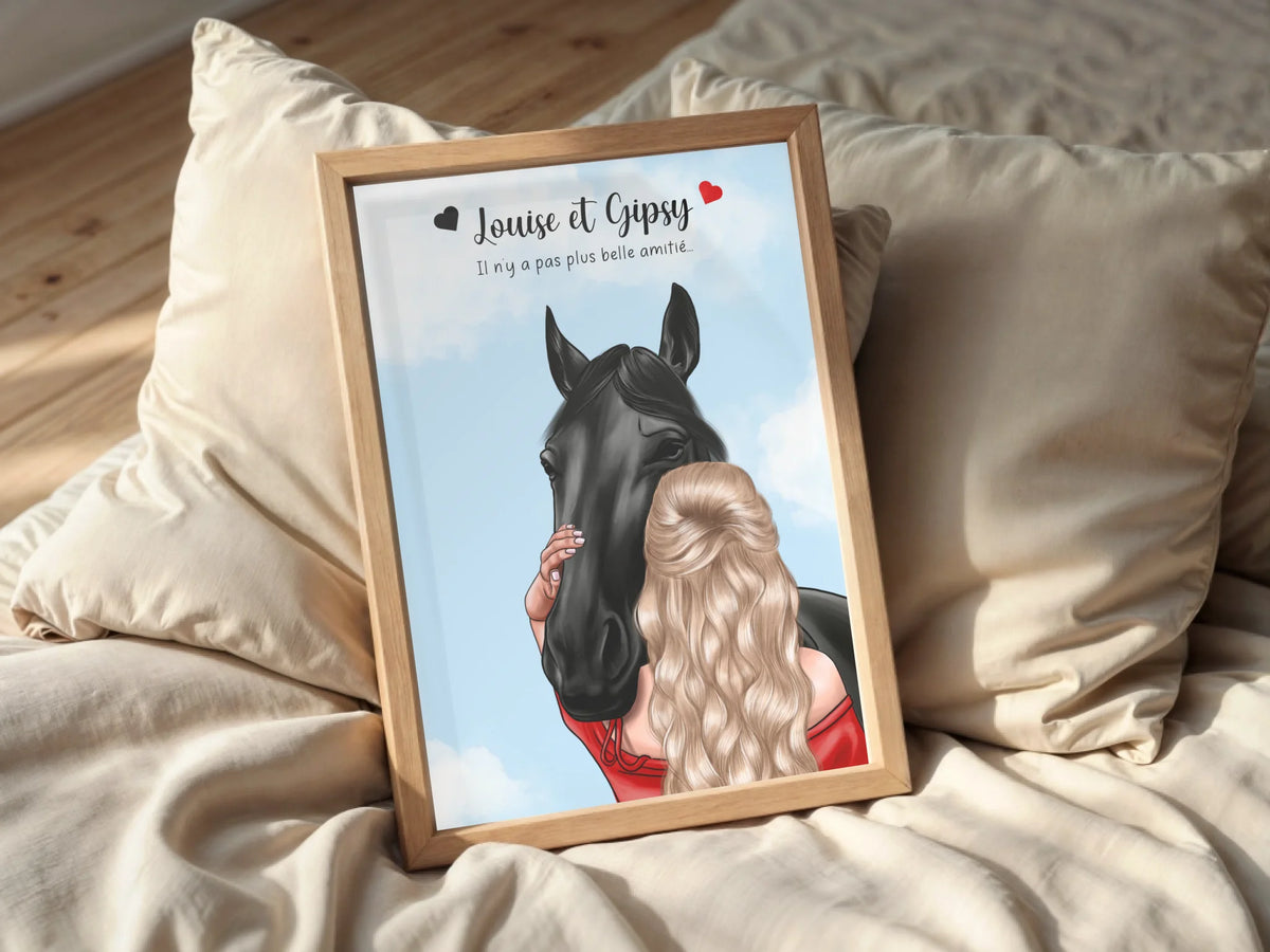 Affiche Femme & Cheval : Amitié Personnalisée - Cadeau Équitation